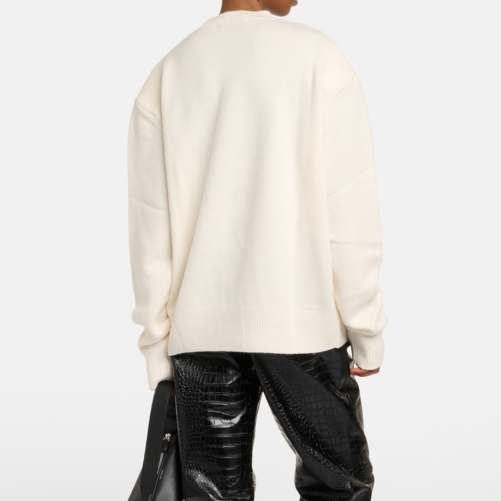 New The Frankie Shop RAFAELA PADDED KNIT SWEATER WOOL CASHMERE IVORY S - Picture 5 of 15